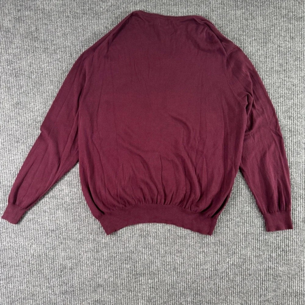 Polo Ralph Lauren Mens XXL Burgundy‎ V Neck Sweater Preppy Old Money Academia